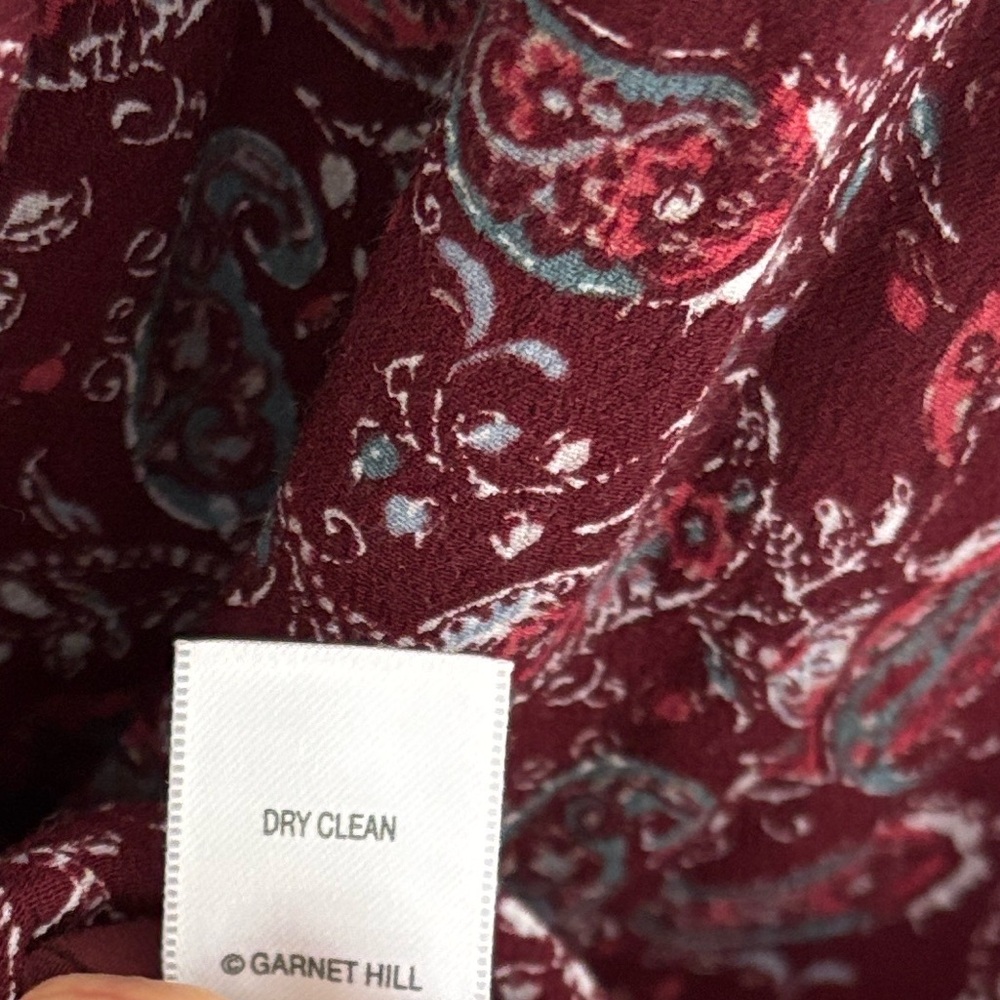 Garnet Hill Paisley Print Burgundy Midi Skirt Size XL Pockets Elastic Waist - Picture 7 of 9